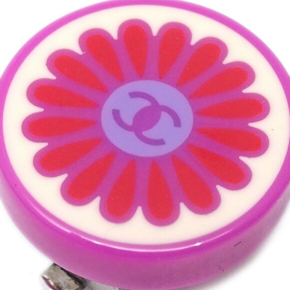 Chanel Button Earrings Clip-On Pink - Picture 2 of 4